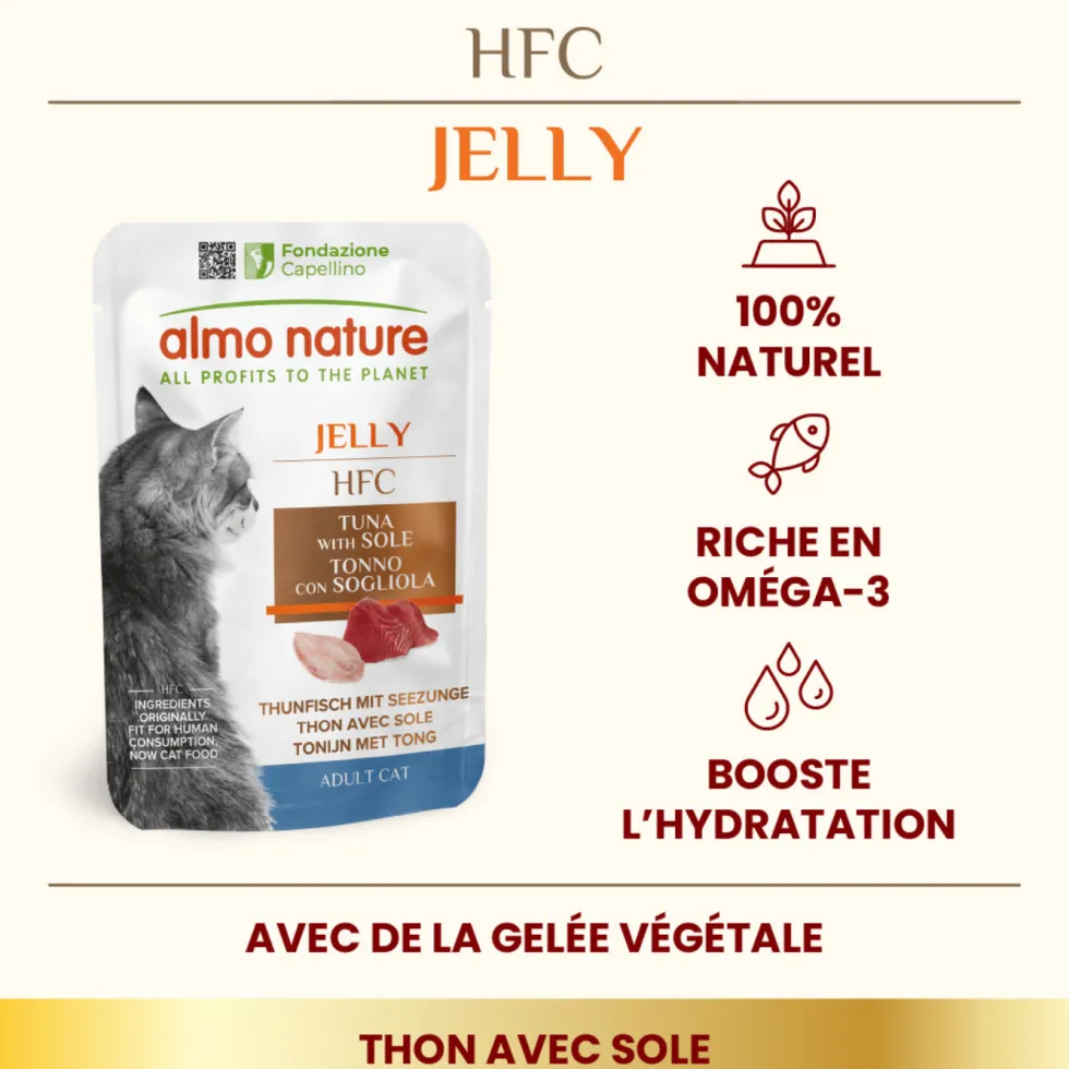Pâtée pour chat HFC Jelly au thon et sole Almo Nature - 55 g