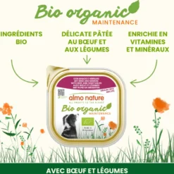Pâtée pour chien biologique BIO ORGANIC au bœuf et légumes Almo Nature - 300 g