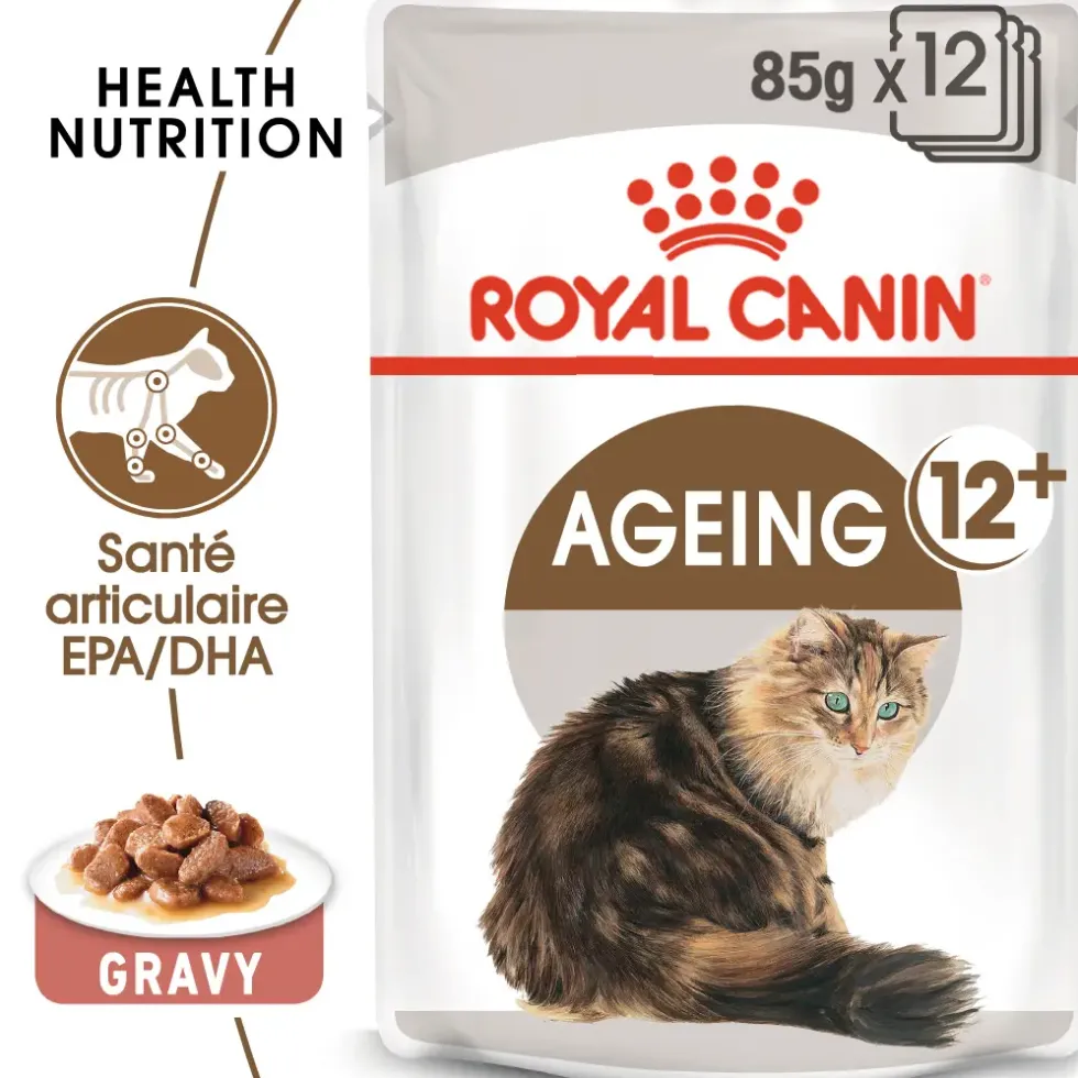 Pâtées pour chat senior émincés en sauce Royal Canin Ageing +12 - 12 x 85 g