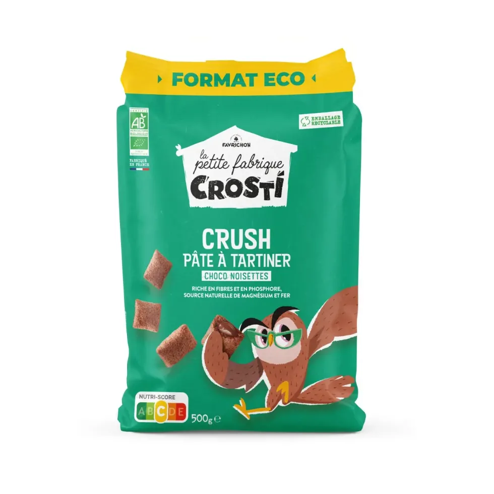 Pâte à tartiner bio choco noisette Favrichon Crosti Crush - 500 g