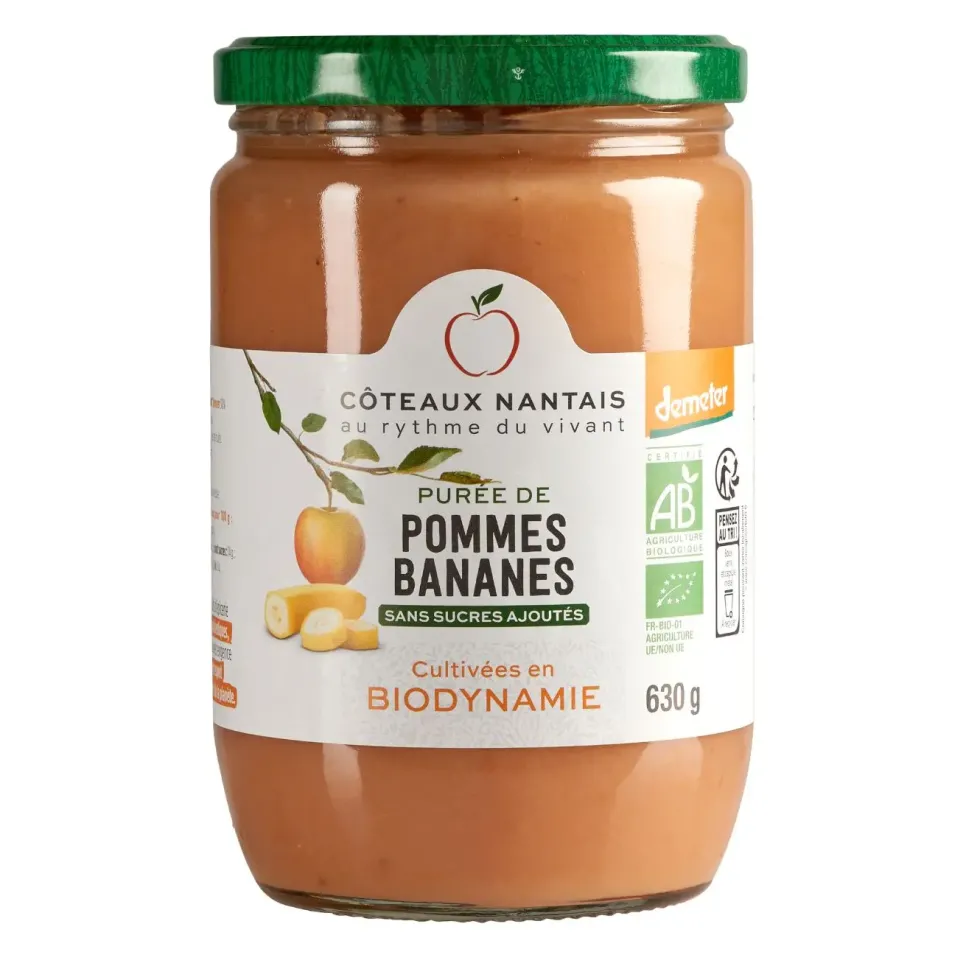 Purée bio de pommes bananes Côteaux Nantais - 630 g