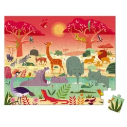 Puzzle la réserve animalière orange en carton Juratoys - 54 pièces