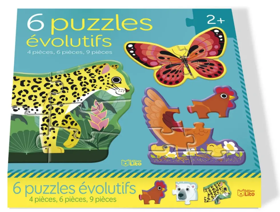 Puzzles évolutifs x 6 "Les animaux" aux Éditions Lito