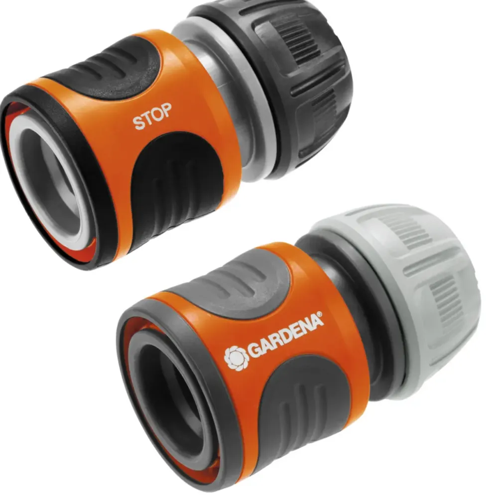 Raccords rapide + aquastop coloris noir Gardena - 13-15 mm