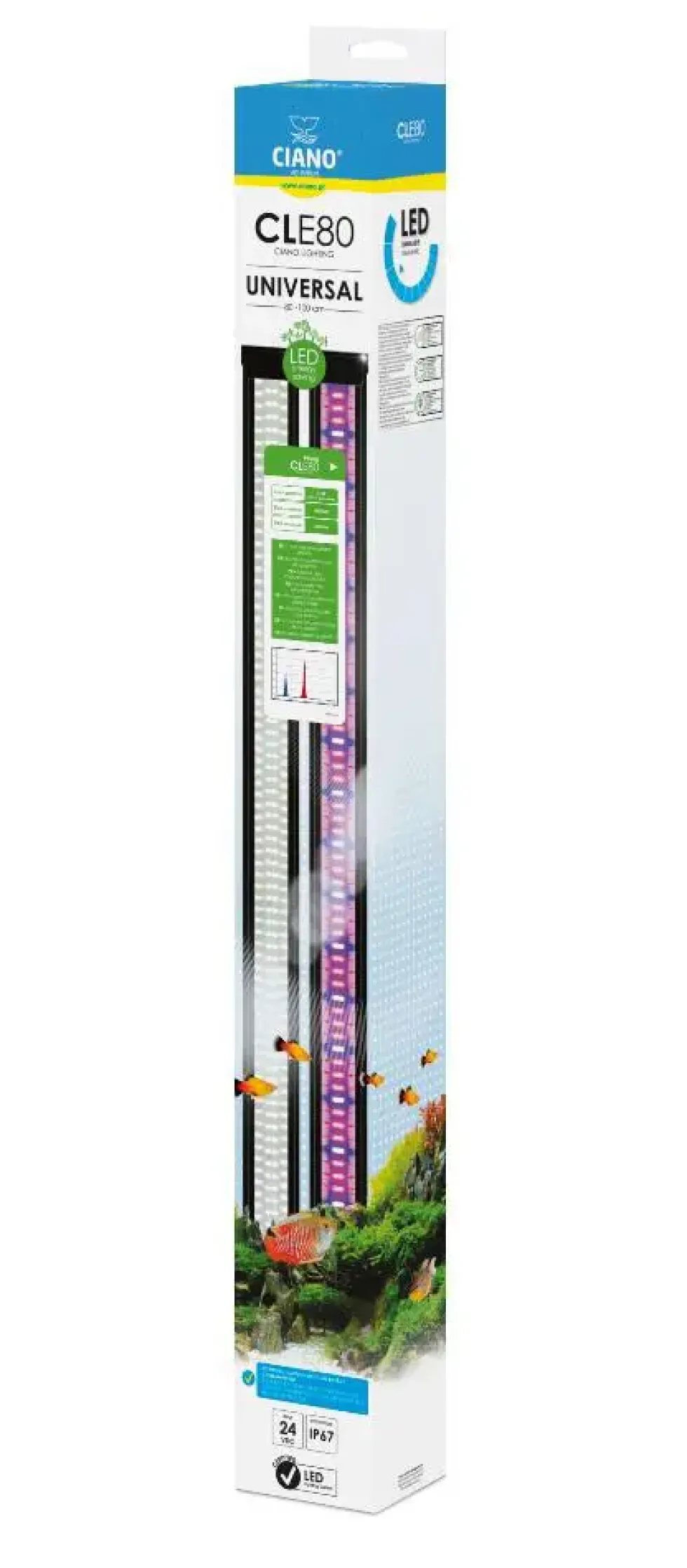 Rampe LED pour aquarium coloris noir Plantes Ciano - 80 cm