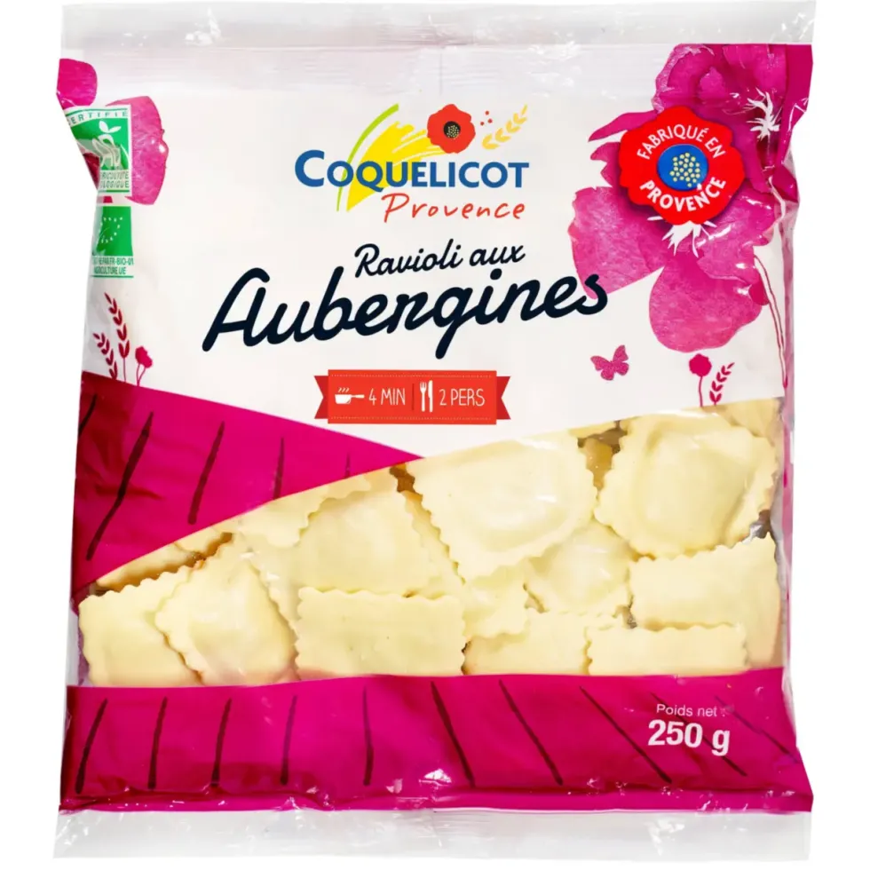 Ravioli frais à l'aubergine Coquelicot - 250 g