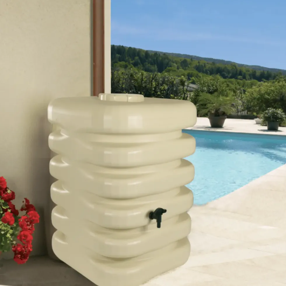 Récupérateur à eau cubique 1000 L beige