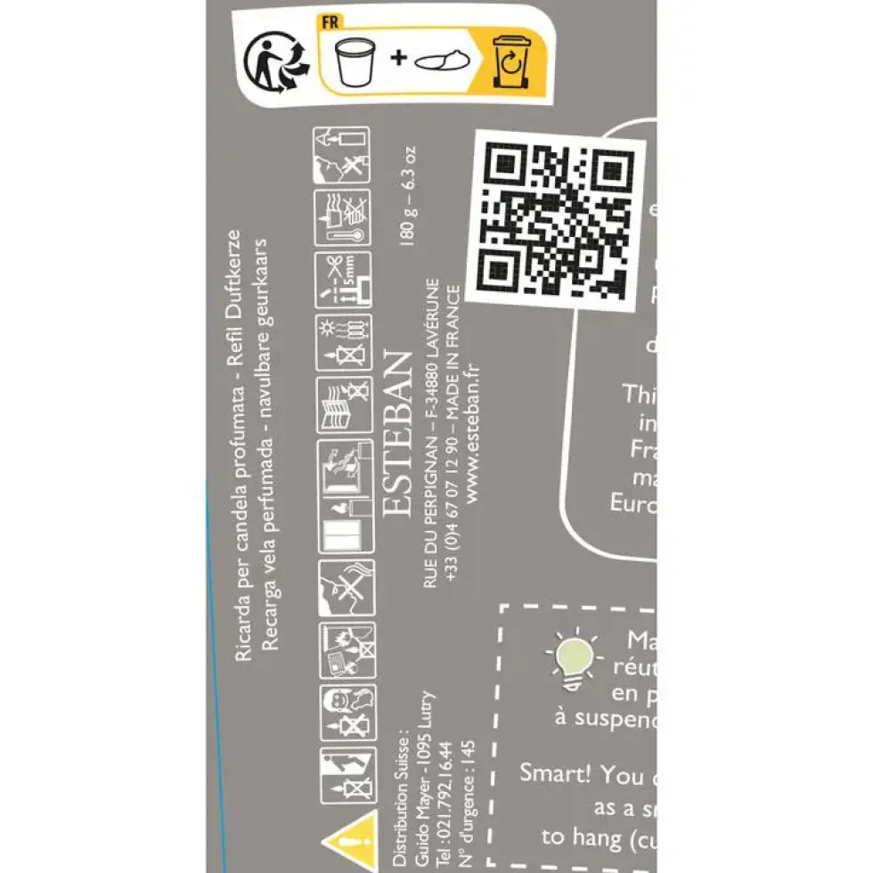 Recharge pour bougies parfumées Ambre Esteban - 180 g