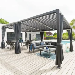 Rideaux pour Tonnelle Avila Ardoise Hespéride - 7,2 x 3 m