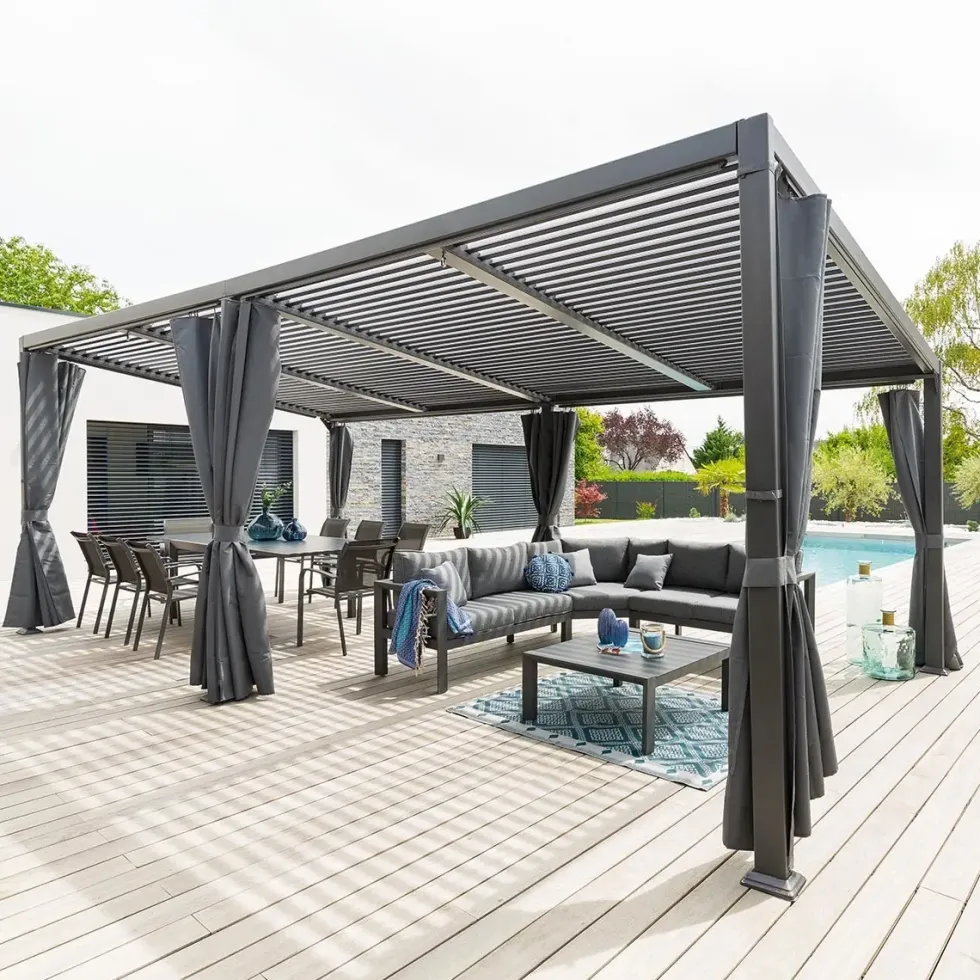 Rideaux pour Tonnelle Avila Ardoise Hespéride - 7,2 x 3 m