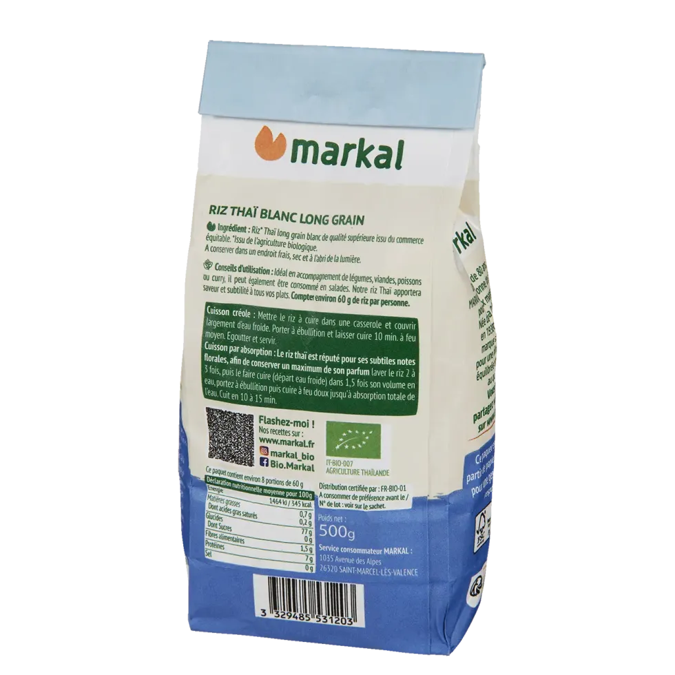 Riz thaï blanc bio Markal - 500 g