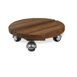 Roule plante en bois modèle petit rond marron Ø 30 cm