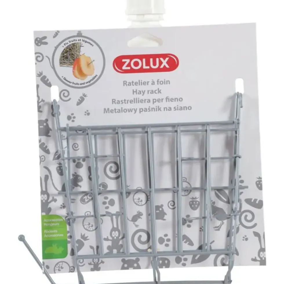 Râtelier à foin pour les rongeurs en métal coloris gris Zolux – 19,5 x 3,5 x 17,5 cm