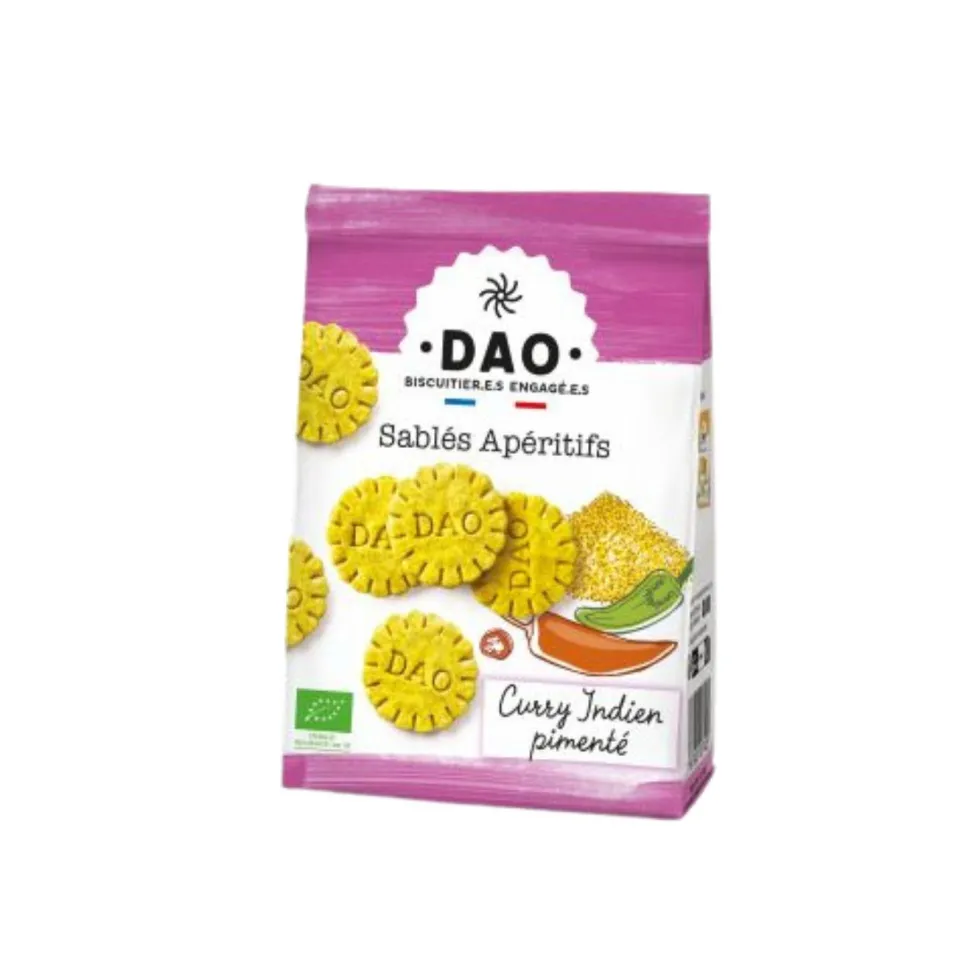 Sablés apéritifs bio au curry indien pimenté Dao - 100 g