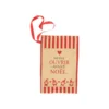 Sac cadeau en jute beige à décor gnomes rouge - 40 x 60 cm