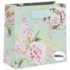 Sac à cadeaux vert à fleurs roses petit modèle Pictura