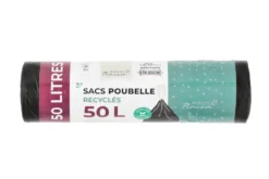 Sacs poubelle recycles anti-fuite avec liens coulissants coloris noir Maison Pinson - 20 x 50 L