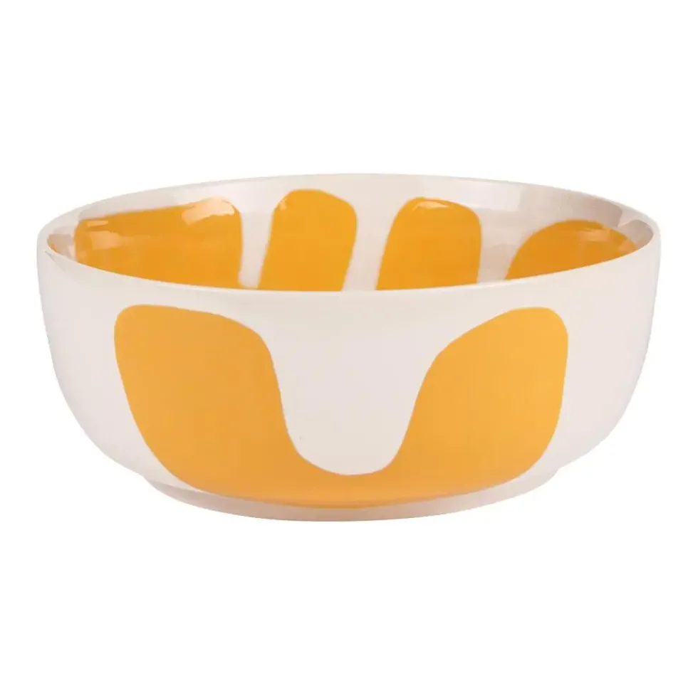 Saladier en grès beige et jaune Lulli - Ø 26 cm