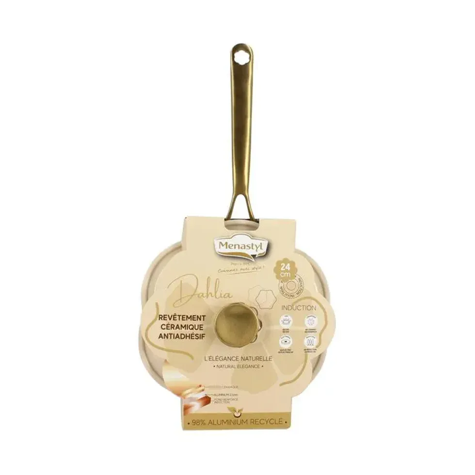 Sauteuse Menastyl Dahlia beige en aluminium recyclé - Ø 24 cm