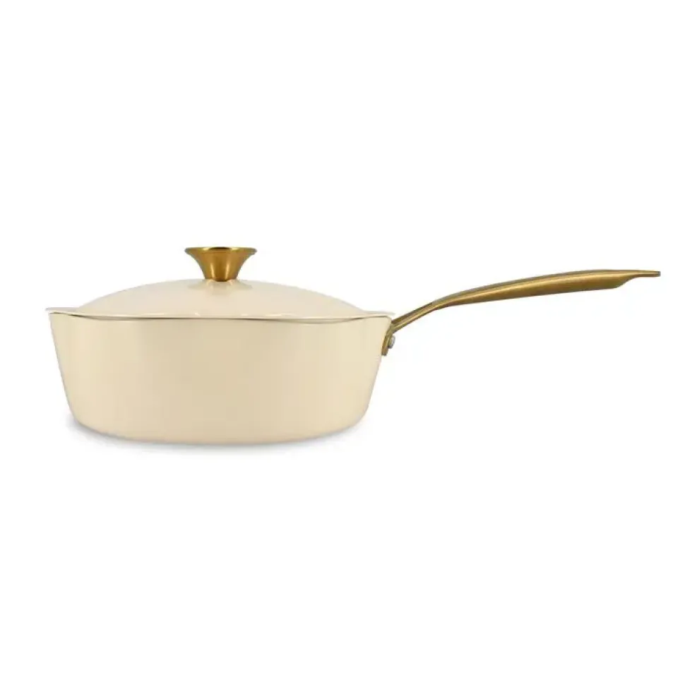 Sauteuse Menastyl Dahlia beige en aluminium recyclé - Ø 24 cm