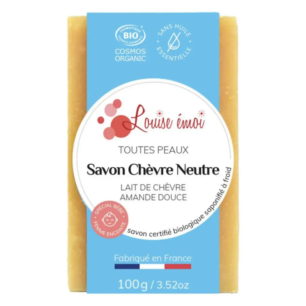 Savon solide "Chèvre neutre" huile d'amande douce et lait de chèvre sans huile essentielle - 100g