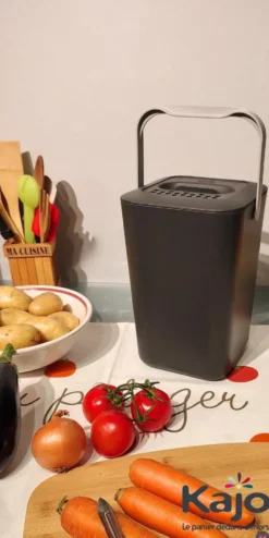 Seau à compost bioseau 7,5 L coloris gris en plastique - 20 x 19,5 x 29 cm