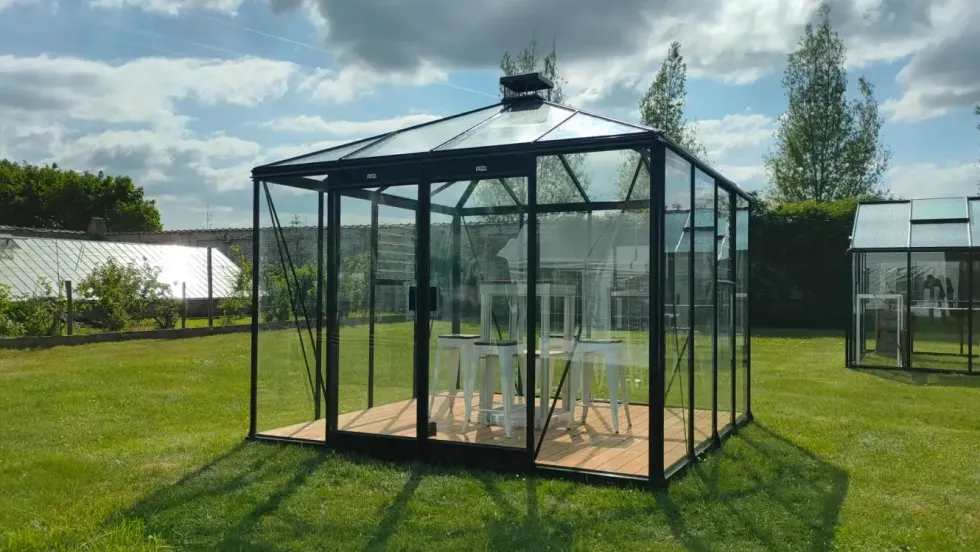 Serre de jardin en aluminium laqué noir ACD Pauline - 306 x 306 cm