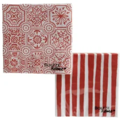 Serviettes en papier rouge/blanc Rosso x20 - 16,5 x 16,5 cm