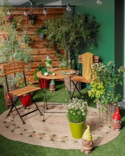 Set Bistrot en acier et bois d'acacia - 42 x 45 x 86 cm / Ø 60 x 70 cm