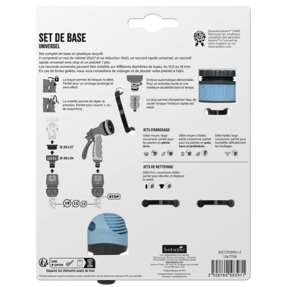 Set de base universel botanic® avec pistolet 7 jets