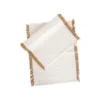 Set de table à lignes en coton crème et herbier naturel x 2 - 35 x 50 cm