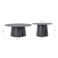 Set de 2 tables basses en aluminium Bizzotto Bryan Anthracite