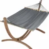 Set support et hamac EsKapade coloris anthracite en bois certifié FSC® Jobek Hamacs - 323 x 125 x 128 cm