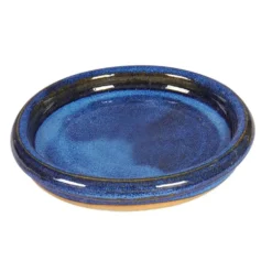 Soucoupe à bord en grès émaillé coloris aquableu Ø 37 x 7,3 cm