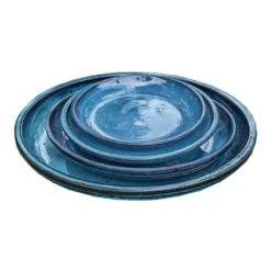 Soucoupe en grès émaillé bleu océan Decolines Littoral - Ø 36 cm