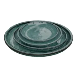 Soucoupe en grès émaillé vert Amande Decolines Littoral - Ø 25 cm