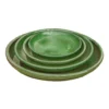 Soucoupe en terre cuite émaillée verte Poterie du Bousquet Costa - Ø 32 x H 3,5 cm