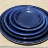 Soucoupe en terre cuite émaillée bleu Nuit étoilée Les Poteries d’Albi - Ø 41 cm