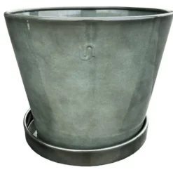 Soucoupe pour pot évasé coloris gris en métal recyclé - 23,5 x 23,5 x 3 cm