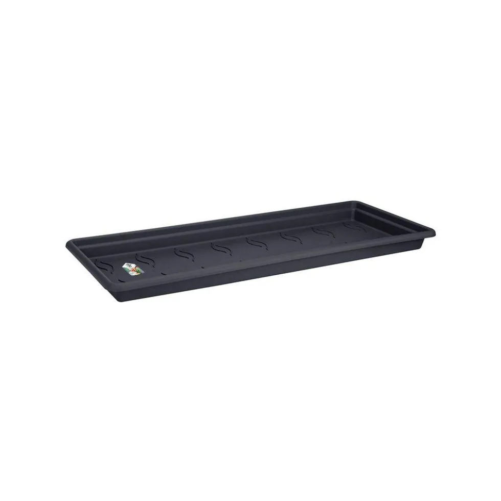 Soucoupe rectangulaire en plastique recyclé living noir Elho - 100 x 38 cm