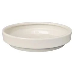 Soucoupe ronde en métal recyclé coloris crème Upcycle Conique - Ø 16,5 x H 3,25 cm