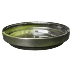Soucoupe ronde en métal recyclé coloris vert algue vif Upcycle Conique - Ø 15 x H 3 cm