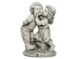 Statue enfants en magnésium blanc cassé Kaemingk - 25 x 40,5 x 60 cm
