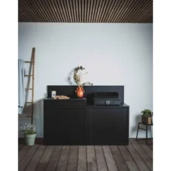 Support desserte pour plancha coloris noir en acier - 80 x 60 x 109 cm