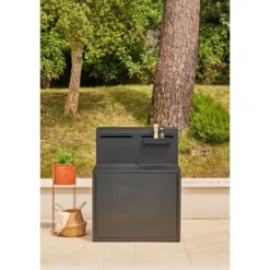 Support pour plancha fermé en acier noir forme comptoir de bar Forge Adour - 90 x 97,2 x 112,5 cm