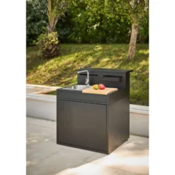 Support évier fermé en acier noir forme comptoir de bar Forge Adour - 90 x 97,2 x 112,5 cm