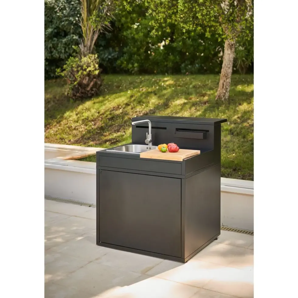 Support évier fermé en acier noir forme comptoir de bar Forge Adour - 90 x 97,2 x 112,5 cm