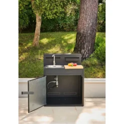 Support évier fermé en acier noir forme comptoir de bar Forge Adour - 90 x 97,2 x 112,5 cm