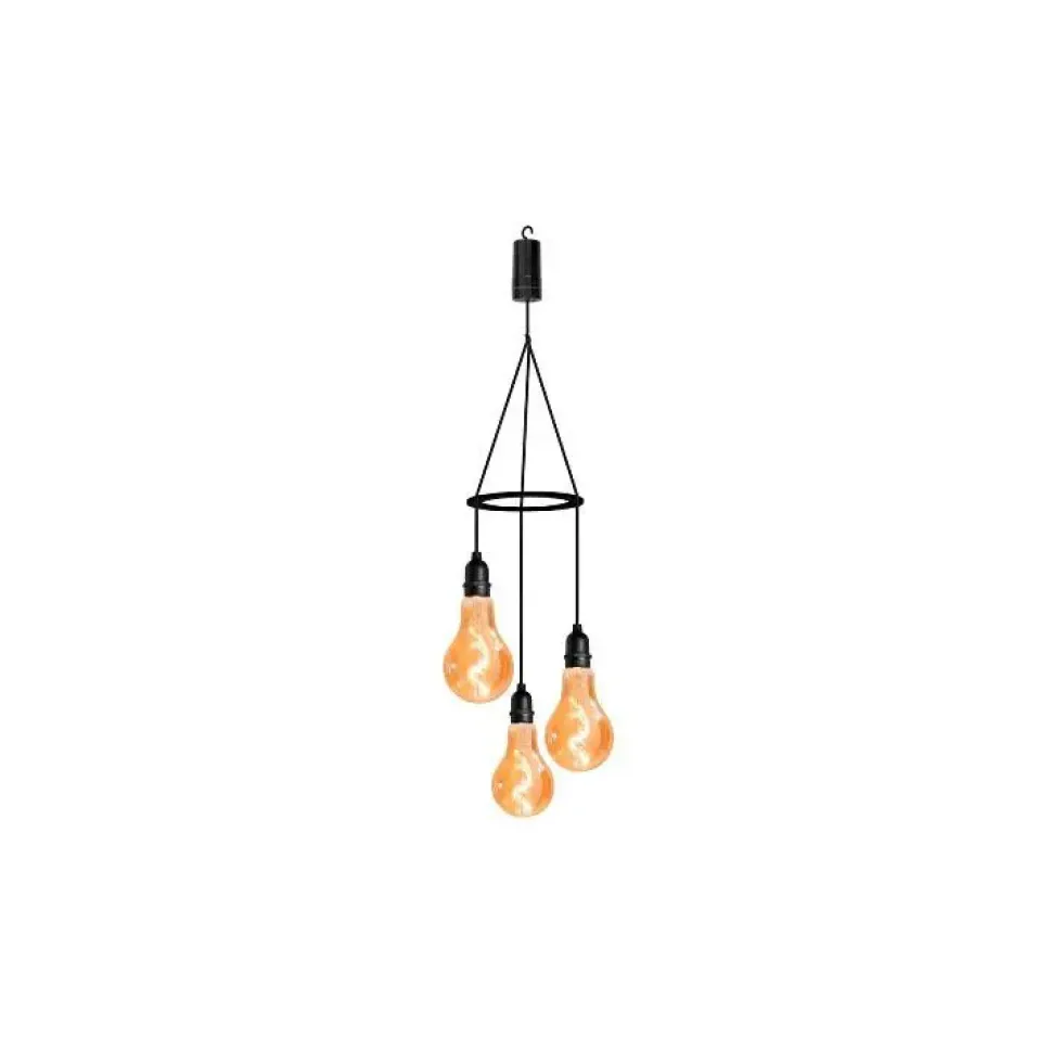 Suspension Flow 3 ampoules en verre LED à piles Ø 10 x H 19 cm