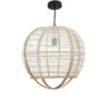 Suspension ronde en bois et lin Pella - Ø 45 x H 43,5 cm